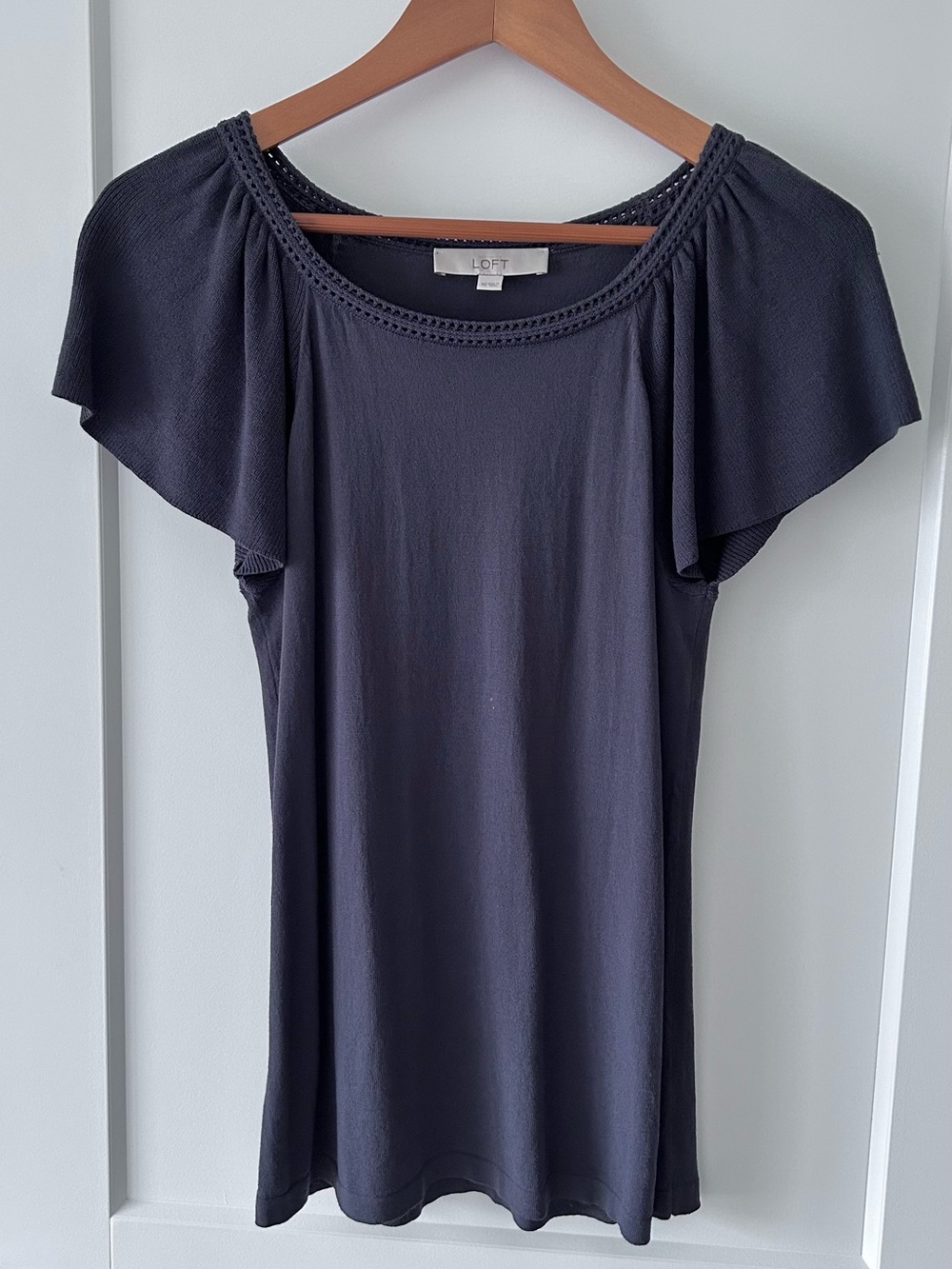 Flowy Flutter Sleeve Midnight Blue Knit Top